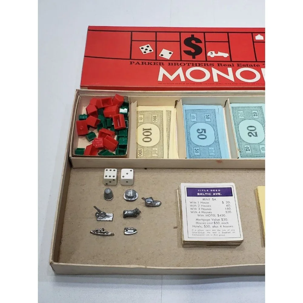 Vintage 1961 Monopoly Board Game by Parker Brothers  Classic Original Complete